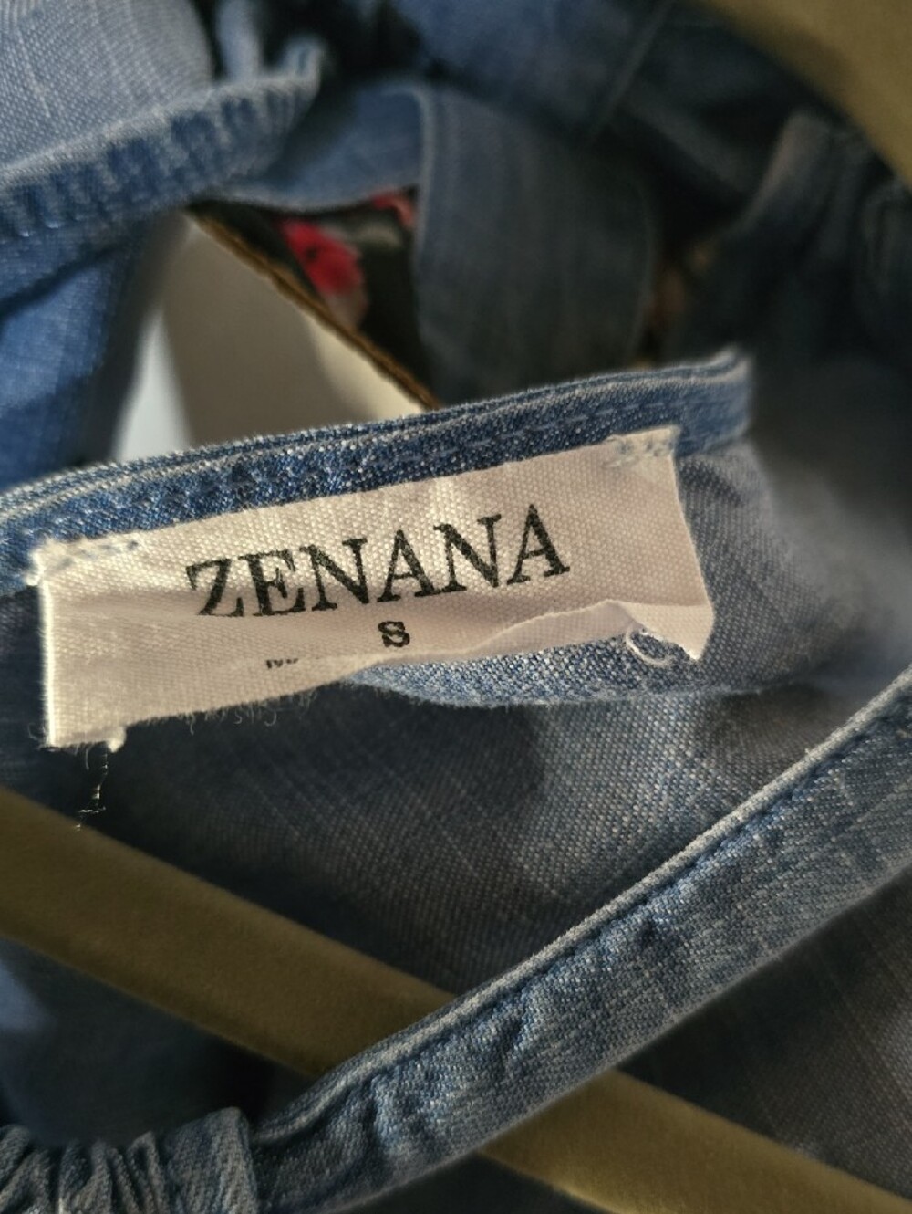 Zenana Outfitters Light Blue Chambray Halter Tank Top - Picture 4 of 5